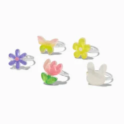Claire's Club Bloom Bunny Rings - 5 Pack