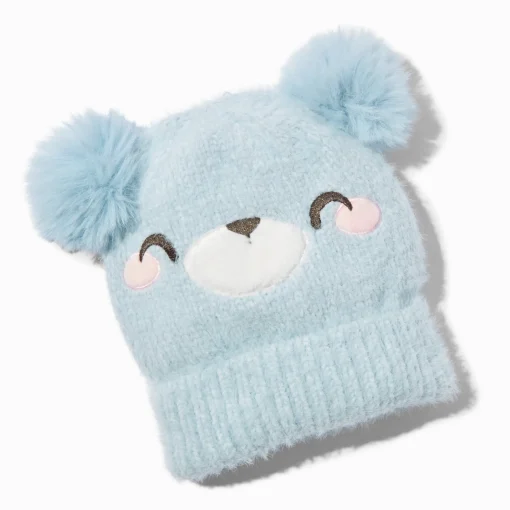 Claire's Club Blue Bear Knit Beanie Hat
