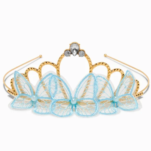 Claire's Club Blue Butterfly Gold-tone Tiara