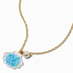 Claire's Club Blue Seashell Shaker Pendant Necklace