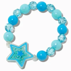 Claire's Club Blue Star Shaker Charm Beaded Stretch Bracelet