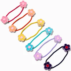 Claire's Club Bright Flower Charm Hair Ties - 6 Pack