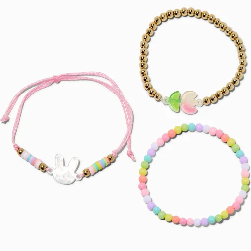 Claire's Club Bunny Bloom Bracelets - 3 Pack