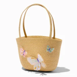 Claire's Club Butterfly Straw Tote Bag