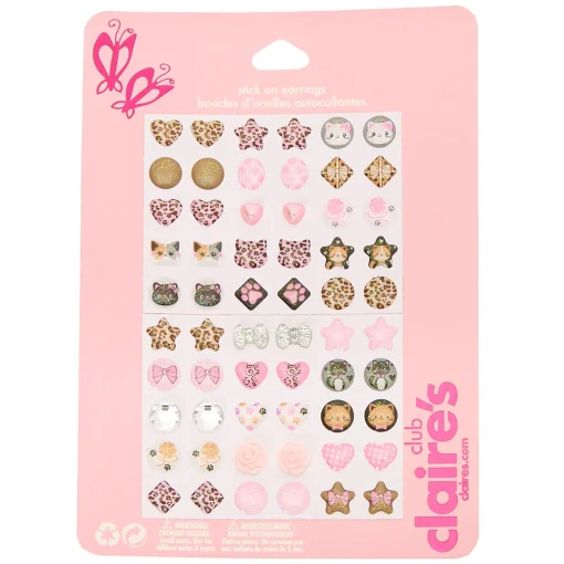 Claire's Club Cheetah Print Stick-On Earrings - 30 Pack