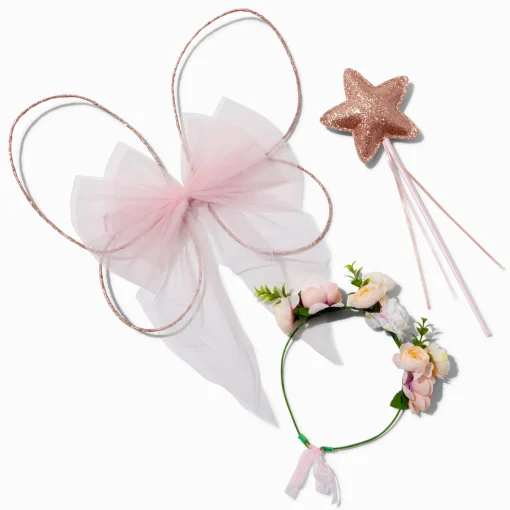 Claire's Club Copper Flower Crown & Wings Dress Up Set - 3 Pack