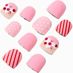 Claire's Club Cupcake Press On Vegan Faux Nail Set - 10 Pack