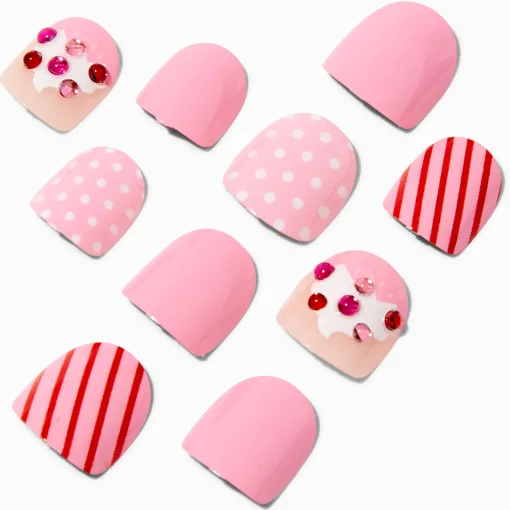 Claire's Club Cupcake Press On Vegan Faux Nail Set - 10 Pack