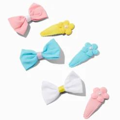 Claire's Club Daisy & Bow Mixed Snap Hair Clips - 6 Pack