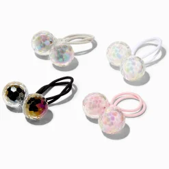 Claire's Club Edgy Iridescent Knocker Bead Hair Ties - 4 Pack