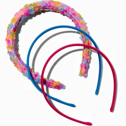 Claire's Club Flat Sequin & Solid Headbands - 3 Pack