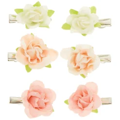Claire's Club Floral Glitter Hair Clips - 6 Pack