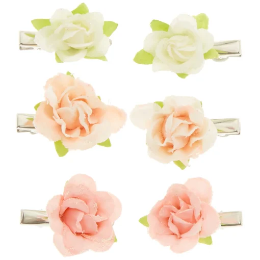 Claire's Club Floral Glitter Hair Clips - 6 Pack
