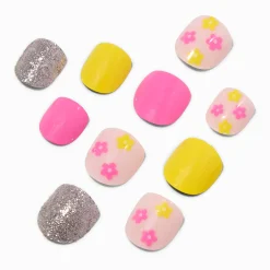Claire's Club Floral Press On Vegan Faux Nail Set - 10 Pack
