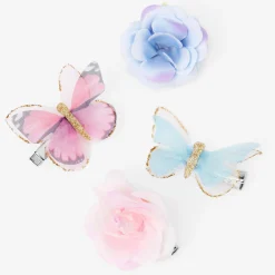 Claire's Club Flower Butterfly Hair Barrettes - 4 Pack