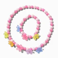Claire's Club Flower Pink Beaded Jewelry Set - 2 Pack