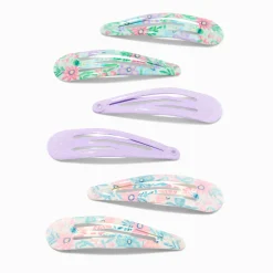 Claire's Club Flower Print Snap Hair Clips - 6 Pack