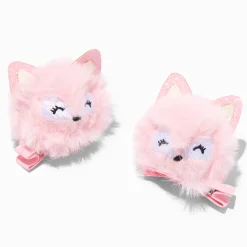 Claire's Club Fox Pom Pom Hair Clips - 2 Pack