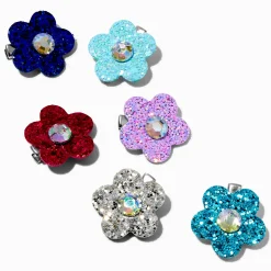 Claire's Club Gem Jewel Tone Flower Hair Clips - 6 Pack