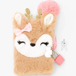 Claire's Club Ginger the Deer Furry Mini Lock Diary