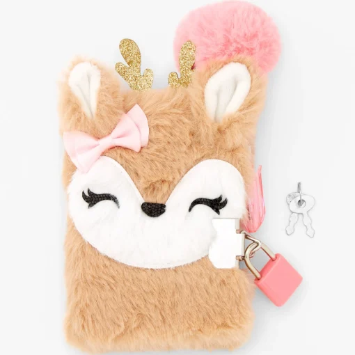 Claire's Club Ginger the Deer Furry Mini Lock Diary