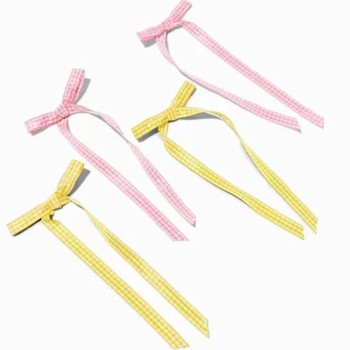 Claire's Club Gingham Hair Bow Clips - 4 Pack