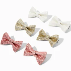 Claire's Club Glitter Bow Hair Clips - 6 Pack