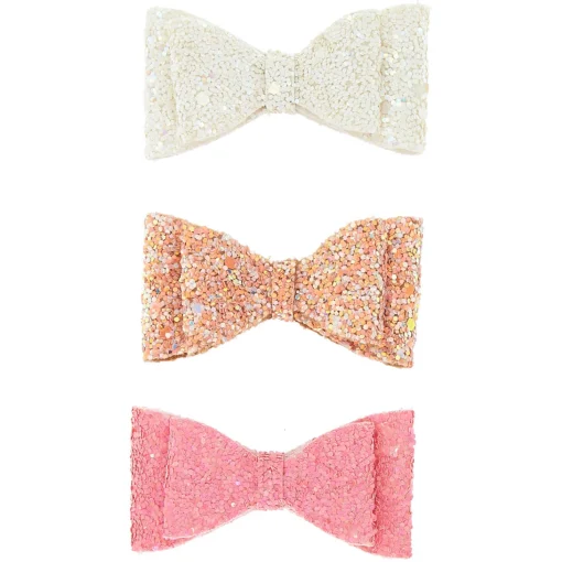Claire's Club Glitter Bow Hair Clips - 3 Pack