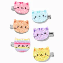 Claire's Club Glitter Cat Hair Clips - 6 Pack
