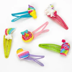 Claire's Club Glitter Dessert Snap Hair Clips - 6 Pack