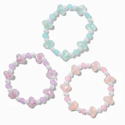 Claire's Club Glow in the Dark Pastel Heart Beaded Stretch Bracelets - 3 Pack