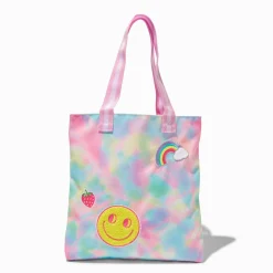 Claire's Club Happy Face Tie Dye Tote Bag