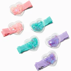 Claire's Club Heart Shaker Hair Clips - 6 Pack