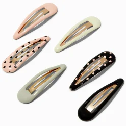 Claire's Club Heart Snap Hair Clips - 6 Pack