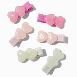 Claire's Club Heart to Heart Icon Hair Clips - 6 Pack