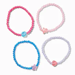 Claire's Club Holographic Jewel Tone Seed Bead Stretch Bracelets - 4 Pack