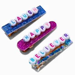 Claire's Club Jewel Tone Affirmation Hair Clips - 3 Pack