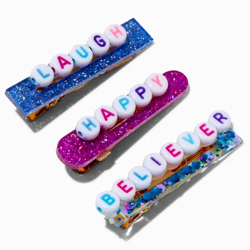 Claire's Club Jewel Tone Affirmation Hair Clips - 3 Pack