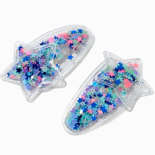 Claire's Club Jewel Tone Star Shaker Snap Hair Clips - 2 Pack