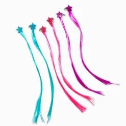 Claire's Club Jeweled Stars Faux Hair Snap Hair Clips - 6 Pack