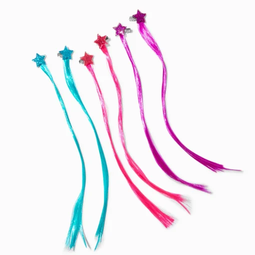 Claire's Club Jeweled Stars Faux Hair Snap Hair Clips - 6 Pack