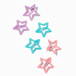 Claire's Club Jewel-Tone Star Cut-Out Snap Hair Clips - 6 Pack