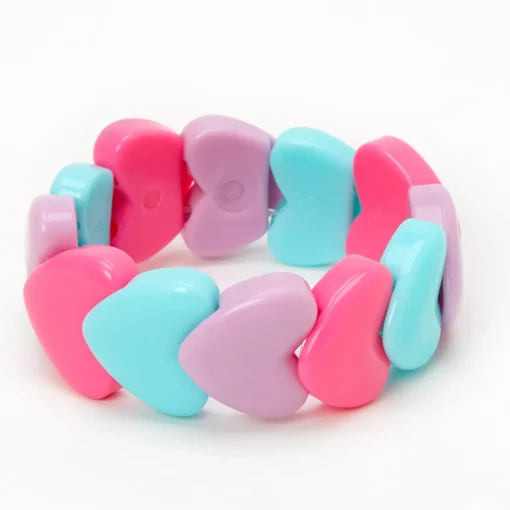Claire's Club Lilac Heart Beaded Stretch Bracelet