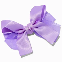 Claire's Club Lilac Satin Chiffon Hair Bow Clip