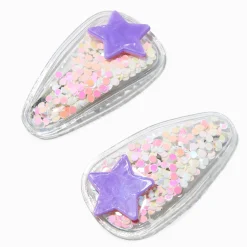 Claire's Club Lilac Star Shaker Snap Hair Clips - 2 Pack