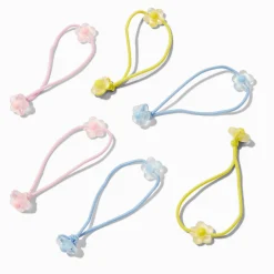 Claire's Club Matte Floral Charm Hair Ties - 6 Pack