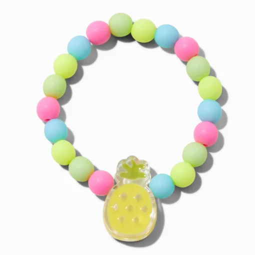 Claire's Club Matte Multicolor Pineapple Stretch Bracelet