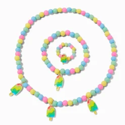 Claire's Club Matte Multicolor Ice Pop Beaded Jewelry Set - 3 Pack