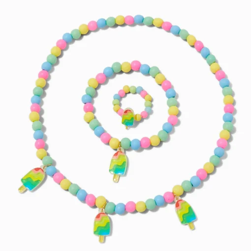 Claire's Club Matte Multicolor Ice Pop Beaded Jewelry Set - 3 Pack