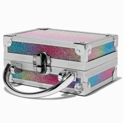 Claire's Club Mini Travel Rainbow Glitter Lock Box Makeup Set